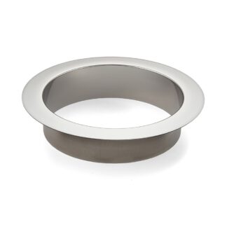 Hoogwaardige ronde afvoergooi, gemaakt van roestvrij staal, oppervlak: glanzend gepolijst, 136 mm (5,4"), afwerking: vlak, AN-LH011-MR. Roestvrijstalen afvaldoorvoer, voor systeemcatering, winkelinrichting, catering en nog veel meer, van Sugatsune / LAMP®