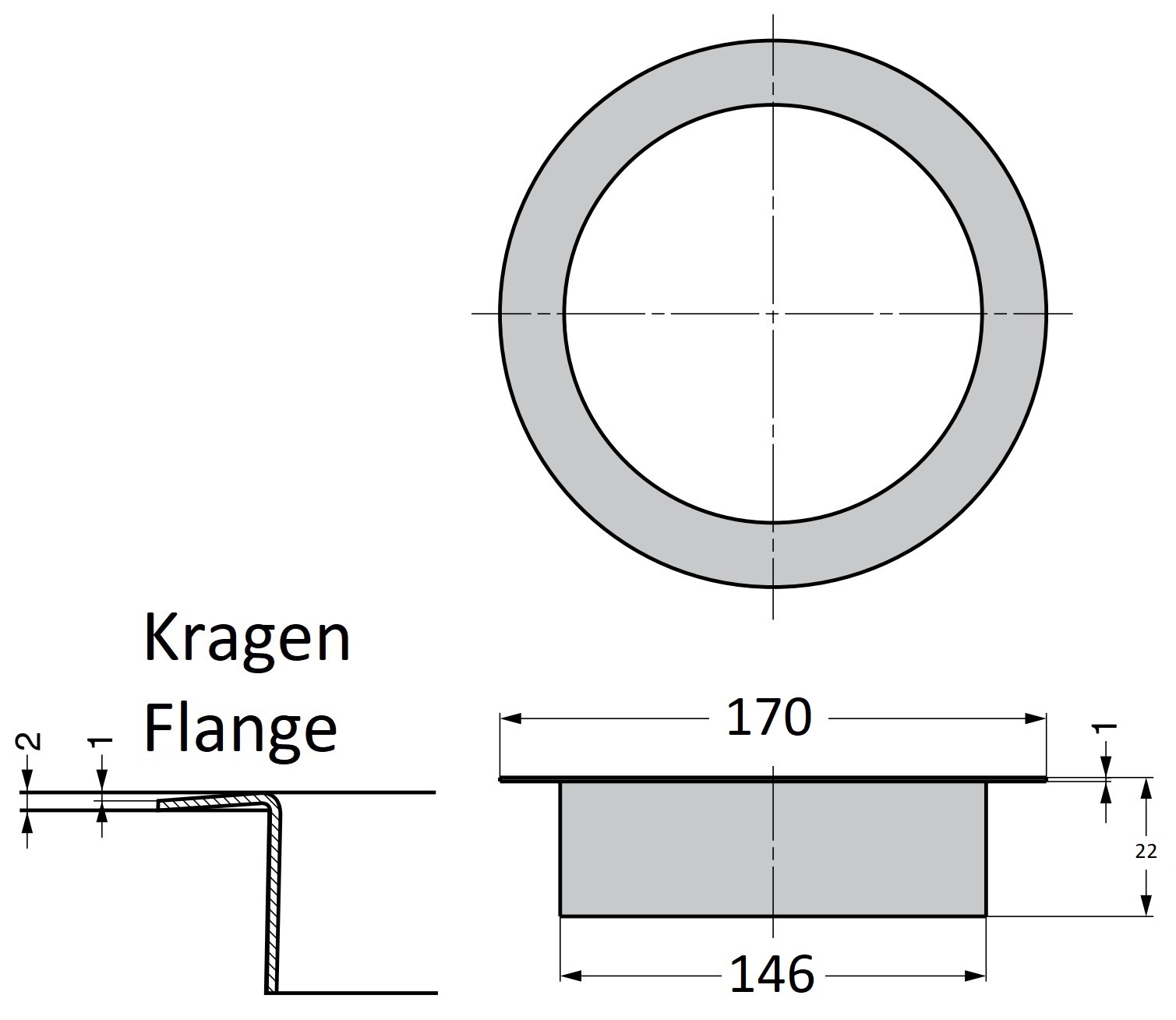 Hoogwaardig rond strooisel, gemaakt van roestvrij staal, oppervlak: mat gesatineerd, 170 mm (6,7"), afwerking: vlak, AN-LH015-HL. Roestvrijstalen afvaldoorvoer, voor systeemcatering, winkelinrichting, catering en nog veel meer, van Sugatsune / LAMP® (Japa - Afbeelding 2