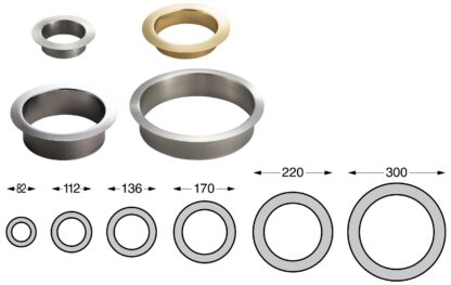 Hoogwaardige ronde vuilnisworp, gemaakt van roestvrij staal, oppervlak: verguld 24K, 82 mm (3,3"), AN-DH005-GP. RVS afvalgooi, voor systeemcatering, winkelinrichting, schoonheidssalon, dokterspraktijk en nog veel meer, van Sugatsune / LAMP® (Japan) - Afbeelding 3