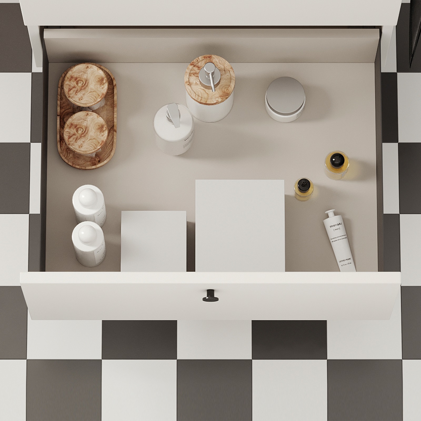 Ladeset, met extra dunne frames, hoogte: 88 mm (3-15/32"), oppervlak: antracietgrijs, 440 mm (17-21/64"), versie: gedeeltelijke verlenging met openduw, 3275335 ladeset voor keukenmeubels en nog veel meer, door EMUCA - Afbeelding 2