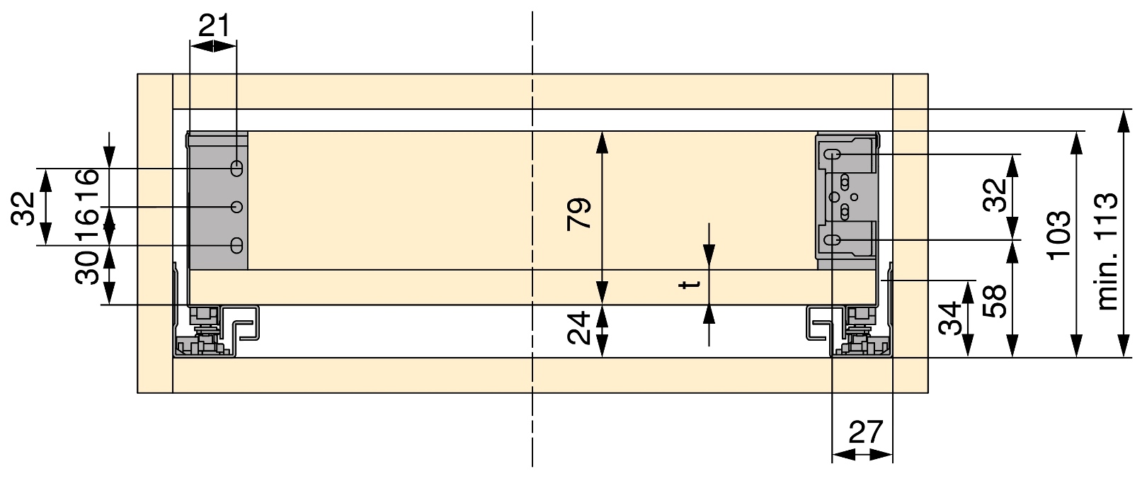 Ladeset, met extra dunne frames, hoogte: 88 mm (3-15/32"), oppervlak: antracietgrijs, 340 mm (13-25/64"), versie: volledige verlenging met soft-close, 3275135 ladeset voor keukenmeubels en nog veel meer, door EMUCA - Afbeelding 4