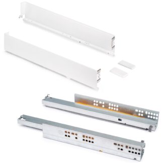 Ladeset, met extra dunne frames, hoogte: 88 mm (3-15/32"), oppervlak: wit, 340 mm (13-25/64"), versie: volledige verlenging met soft-close, 3275112. ladeset voor keukenmeubels en nog veel meer, door EMUCA