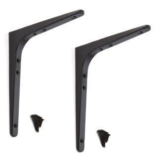 2 stuks hoogwaardige heavy-duty montagebeugel, draagvermogen: 50 kg (111 lbs), oppervlak: zwart, 180,5 mm (7,2"), BTK-180B. Heavy-duty rekkenbeugel voor plank, scheidingswand, plank, hoekverbinding en nog veel meer, van Sugatsune / LAMP® (Japan)