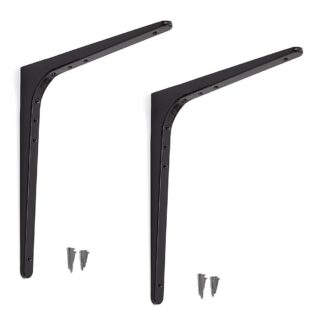 2 stuks hoogwaardige heavy-duty montagebeugel, draagvermogen: 130 kg (287 lbs), oppervlak: zwart, 480 mm (18,9"), BTK-480B. Heavy-duty rekkenbeugel voor plank, scheidingswand, plank, hoekverbinding en nog veel meer, van Sugatsune / LAMP® (Japan)