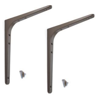 2 stuks hoogwaardige heavy-duty montagebeugel, draagvermogen: 56 kg (124 lbs), oppervlak: omber, 240 mm (9,5"), BTK-240UM. Heavy-duty rekkenbeugel voor plank, scheidingswand, plank, hoekverbinding en nog veel meer, van Sugatsune / LAMP® (Japan)