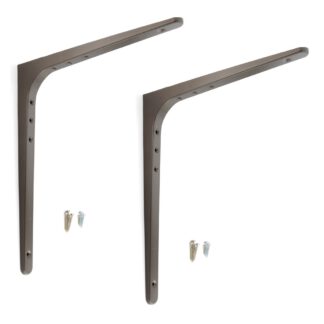 2 stuks hoogwaardige heavy-duty montagebeugel, draagvermogen: 130 kg (287 lbs), oppervlak: omber, 378 mm (14,9"), BTK-380UM. Heavy-duty rekkenbeugel voor plank, scheidingswand, plank, hoekverbinding en nog veel meer, van Sugatsune / LAMP® (Japan)