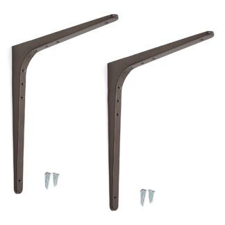2 stuks hoogwaardige heavy-duty montagebeugel, draagvermogen: 130 kg (287 lbs), oppervlak: omber, 480 mm (18,9"), BTK-480UM. Heavy-duty rekkenbeugel voor plank, scheidingswand, plank, hoekverbinding en nog veel meer, van Sugatsune / LAMP® (Japan)