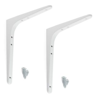 2 stuks hoogwaardige heavy-duty montagebeugel, draagvermogen: 50 kg (111 lbs), oppervlak: wit, 180,5 mm (7,2"), BTK-180W. Heavy-duty rekbeugels voor planken, scheidingswanden, planken, planken, hoekverbindingen en nog veel meer, van Sugatsune / LAMP® (Jap