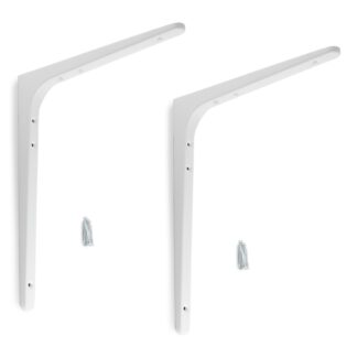 2 stuks hoogwaardige heavy-duty montagebeugel, draagvermogen: 70 kg (155 lbs), oppervlak: wit, 301 mm (11,9"), BTK-300W. Heavy-duty rekkenbeugel voor plank, scheidingswand, plank, hoekverbinding en nog veel meer, van Sugatsune / LAMP® (Japan)