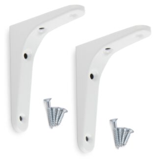 2 stuks hoogwaardige heavy-duty montagebeugel, draagvermogen: 30 kg (67 lbs), oppervlak: wit, 86 mm (3,4"), BTK-85W. Heavy-duty rekbeugels voor planken, scheidingswanden, planken, planken, hoekverbindingen en nog veel meer, van Sugatsune / LAMP® (Japan)
