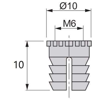 20-delige hoogwaardige spreidhuls met binnendraad M6, gemaakt van nylon (PA), 10 mm (25/64"), 9007920. Praktisch expansieschroefdraadinzetstuk voor houten onderdelen, meubelaansluitingen, elektronicabehuizingen en nog veel meer, van EMUCA - Afbeelding 2