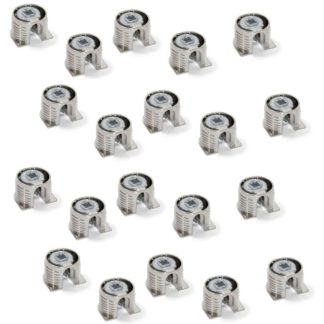 20 stuks stabiele excentrische verbinding ⌀20 mm met flens en klauwbuitenmantel voor plaatdikte 19 mm (3/4"), gemaakt van Zamak, 8070907. Robuuste excentrische connector voor meubelaansluiting en nog veel meer, van EMUCA