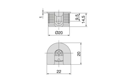 20 stuks stabiele excentrische verbinding ⌀20 mm met flens en klauwbuitenmantel voor plaatdikte 19 mm (3/4"), gemaakt van Zamak, 8070907. Robuuste excentrische connector voor meubelaansluiting en nog veel meer, van EMUCA - Afbeelding 2