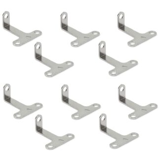 10 stevige T-vormige hoekconnectoren, met drie stevige stalen aansluitgaten, oppervlak: vernikkeld, 43 mm (1,7") 8030907. Montagebeugel E.FB.32 voor plank, boekenkast, tafel, kast en nog veel meer, door EMUCA