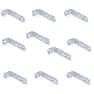 10 stevige hoekconnectoren met vier stevige stalen aansluitgaten, oppervlak: gegalvaniseerd, 70 mm (2,8") 5135805. Montagebeugel E.FB.22 voor plank, boekenkast, tafel, kast en nog veel meer, door EMUCA
