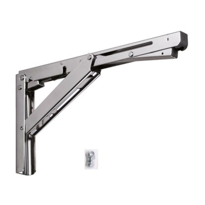 Hoogwaardige klaptafelsteun voor zwaar gebruik met demper met soft-close EB-303-DA, gemaakt van roestvrij staal. Inklapbare console tot 100 kg draagvermogen. Flapsteun van ROCA / Sugatsune
