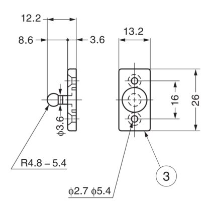 Niet-magnetische drukknoop MC-28 van SUGATSUNE / Lamp (Japan). Deuropener veerpal, automatische aanraakvergrendeling voor meubels te schroeven met tegenhanger en schroeven - Afbeelding 4