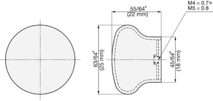 Superlichte roestvrijstalen meubelknop SUS304, 22 mm (7/8"), RSS-25S. Exclusieve solide superlichte roestvrijstalen meubelknop gemaakt van roestvrij staal V2A, satijnmat, voor privévliegtuig, camper, boot, vochtige omgeving, door Sugatsune / LAMP® (Japan) - Afbeelding 2