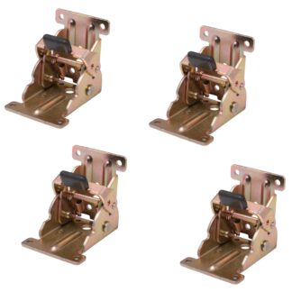 4 stuks: Robuuste tafelpoot opvouwbare fitting, gemaakt van staal, oppervlak: gegalvaniseerd, geel, B205-KTL-BK. Opvouwbare tafelpootopzetstuk voor lage tafels, salontafels, houten tafelpoten en meer, door Kojima (Japan)