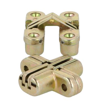 2 stuks onzichtbare kruisscharnier 44mm gemaakt van zamak. Verborgen meubelscharnier van UMAXO® 180° inklapbaar. Verdektliggende meubelscharnier, geel gegalvaniseerd, voor inbouw - Afbeelding 3