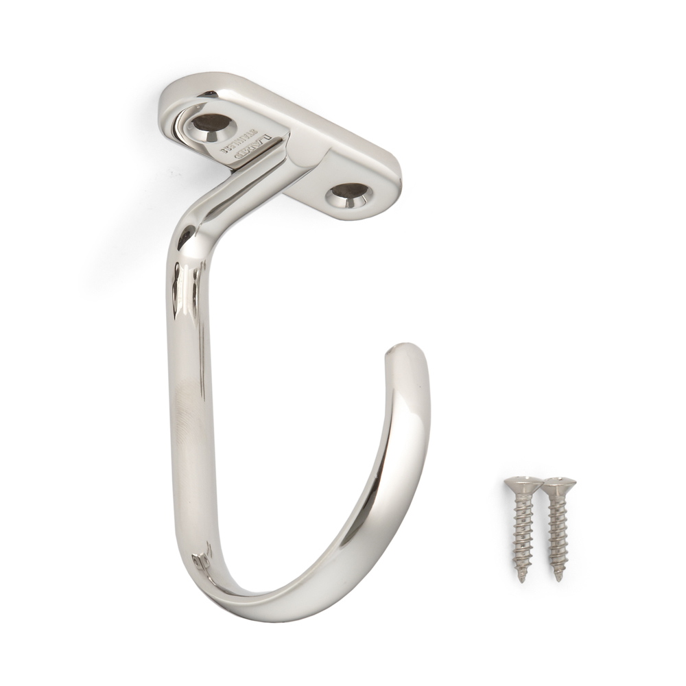 Hoogwaardige universele haak voor plafond- of plankmontage, gemaakt van massief roestvrij staal, 100 mm (4"), DS-H-60. Plafondhaken voor vochtige omgevingen, buitenruimtes, scheepsbouw en nog veel meer, door Sugatsune / LAMP® (Japan)
