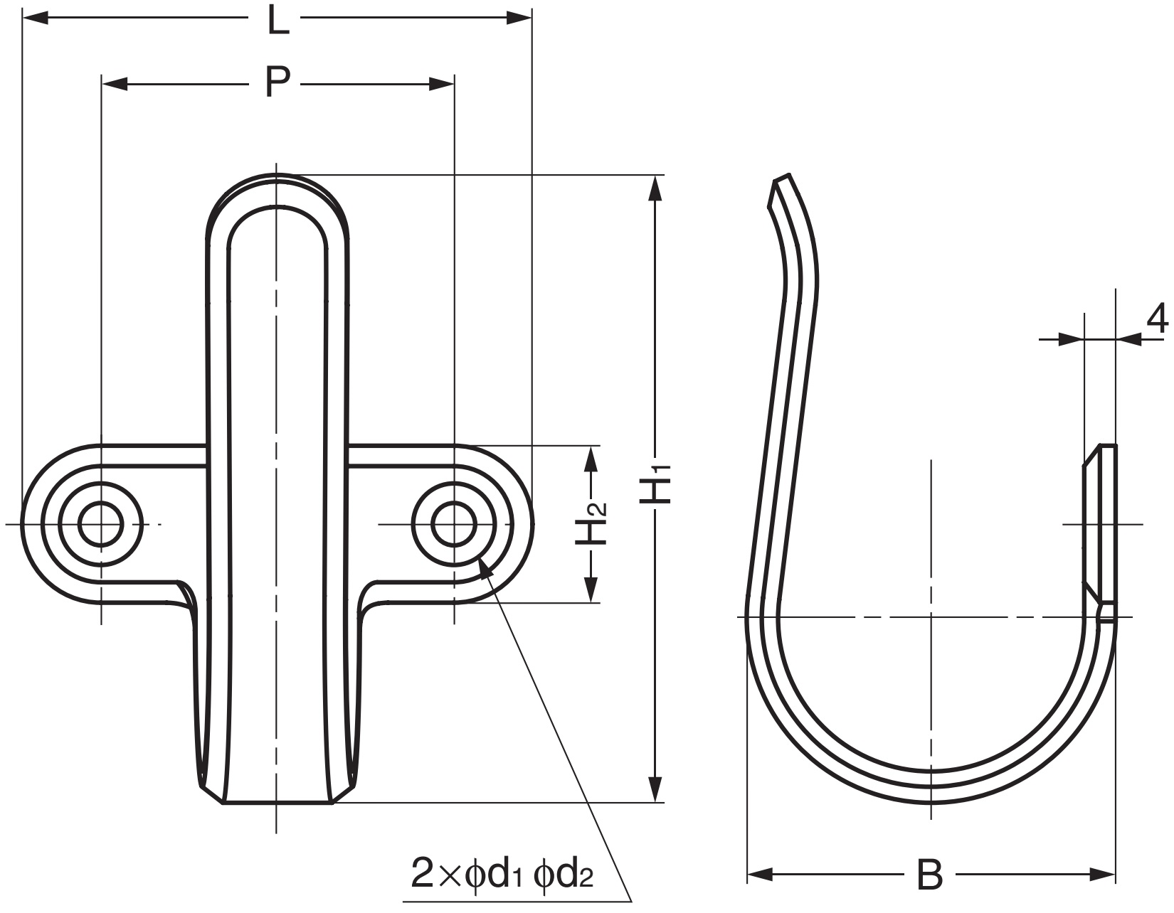 Universele haak van hoge kwaliteit gemaakt van SUS304 roestvrij staal, 55 mm (2.2"), 4H-55M. V2A handdoekhaak voor badkamer, zwembad, scheepsbouw, camper, buitenruimte, vochtige omgeving en nog veel meer, door Sugatsune / LAMP® (Japan) - Afbeelding 2