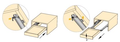 Geleiders onder de vloer, draagvermogen: 25 kg (56 lbs), 250 mm (9-27/32"), uitvoering: gedeeltelijk uittrekbaar met push-to-open, 3123005. Hoogwaardige ondervloeruittrekelementen voor houten laden, houten lades, houten planken en nog veel meer, van EMUCA - Afbeelding 3