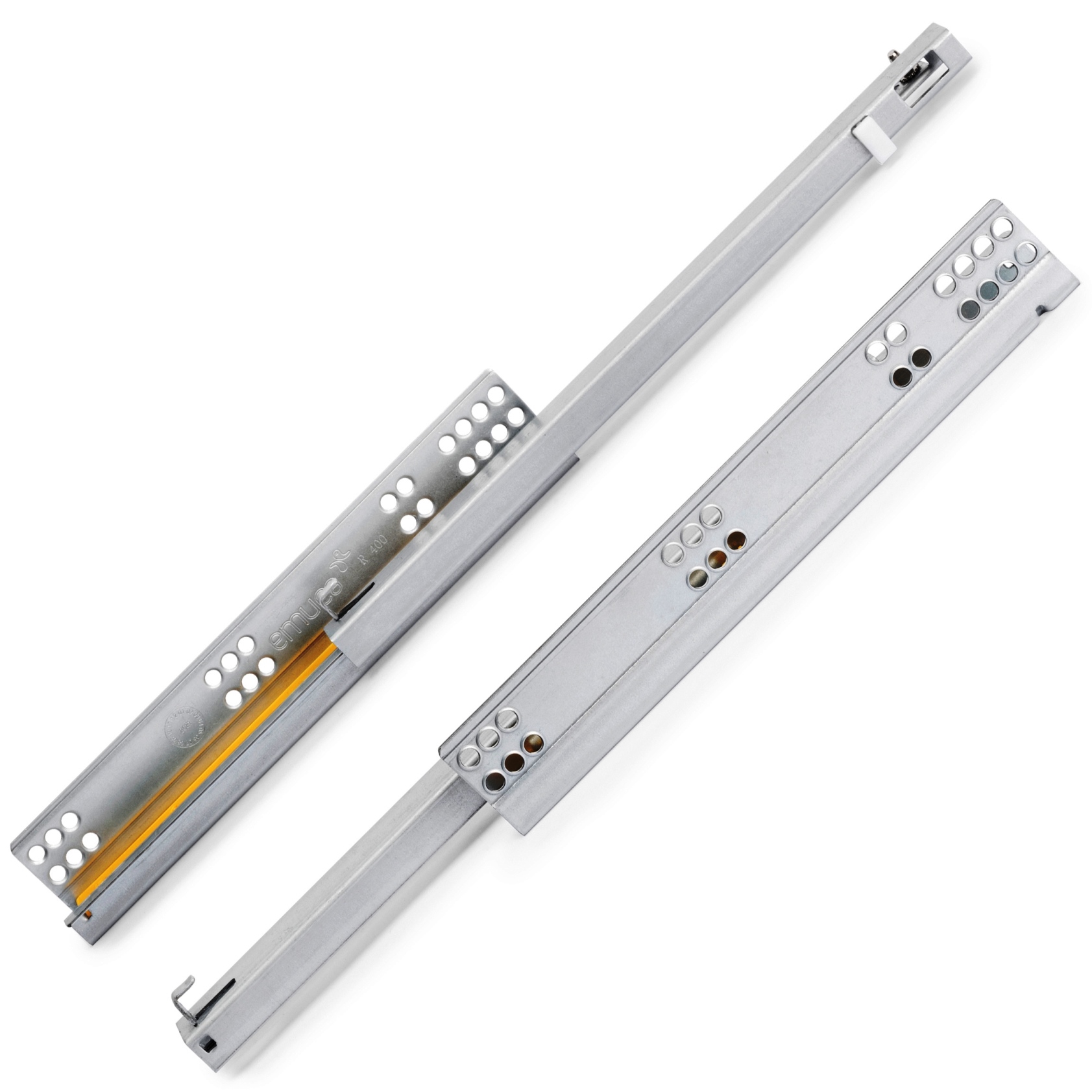 Unterflurführungen, 3019305, 400 mm (15-3/4″), von EMUCA, Tragkraft: 25 kg (56 lbs), Ausführung: Teilauszug mit Soft-Close. Produktbild