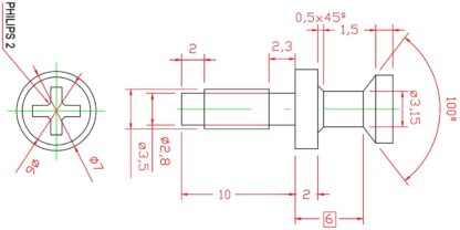 20 stuks robuuste verbindingsbout voor boring ⌀3,5 mm, gemaakt van staal, 10 mm (25/64"), 8057205. Stevige excentrische pen voor meubelaansluiting en nog veel meer, van EMUCA - Afbeelding 2