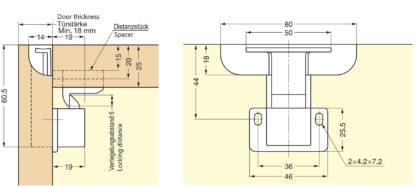 Verborgen klikhendel, oppervlak: wit, AK-60WT en AK-C60WT. Praktische veiligheidshandgreep voor jachtinterieurs, camperombouw, caravanmeubels, campers en nog veel meer, van Sugatsune / LAMP® (Japan) - Afbeelding 6