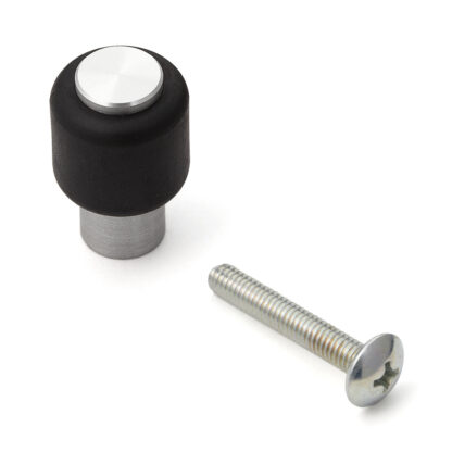 Hoogwaardige zachte meubelknopgreep gemaakt van aluminiumlegering en elastomeer, afwerking: zwart, 25 mm (1"), FS-06-S. Elastische handgreepknop gemaakt van aluminium en rubber voor lade, meubeldeur, keukenkast en nog veel meer, door Sugatsune / LAMP® (Ja