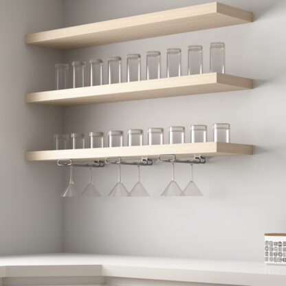 Hoogwaardige wijnglashouder, gemaakt van staal, oppervlak: verchroomd, 280 mm (11-1/32"), 8930011. Praktische glazendrager voor wijnglazen, champagneglazen, cocktailglazen, cognacglazen, bekers en nog veel meer, van EMUCA - Afbeelding 7