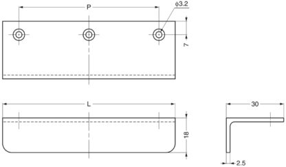 Hoogwaardige hoekgreep gemaakt van massief en robuust messing, vernikkeld, satijnmat, 46 mm (1,9") ANGU-A405. Meubelgreep ANGU-A405 voor woonkamerkast, kantoormeubilair, slaapkamermeubilair, keukenkast, door Sugatsune / LAMP® (Japan) - Afbeelding 2