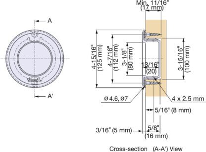 ZweiL® RVS kuipgreep, 125 mm (5″) ZL-2501-125. Hoogwaardige, solide en elegante kuipgreep van het fijnste roestvrij staal V4A (SUS316) voor exclusief interieurdesign en hoogwaardige faciliteiten van Sugatsune / LAMP® (Japan) - Afbeelding 2