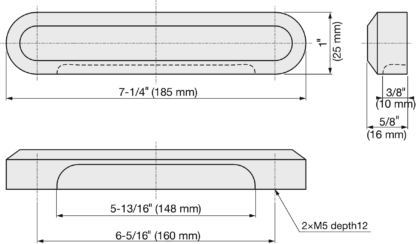 ZweiL® roestvrijstalen meubelknop, 185 mm (7,3 ") ZL-2503-160. Meubelknop van het fijnste RVS V4A (SUS316) voor exclusief interieurdesign en hoogwaardige inrichting door Sugatsune / LAMP® (Japan) - Afbeelding 2